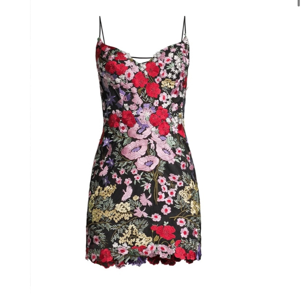 Mac Duggal Floral Lace Mini Dress